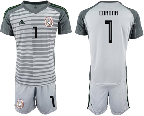 Mexico #1 Corona Grey Goalkeeper Soccer Country Jersey
